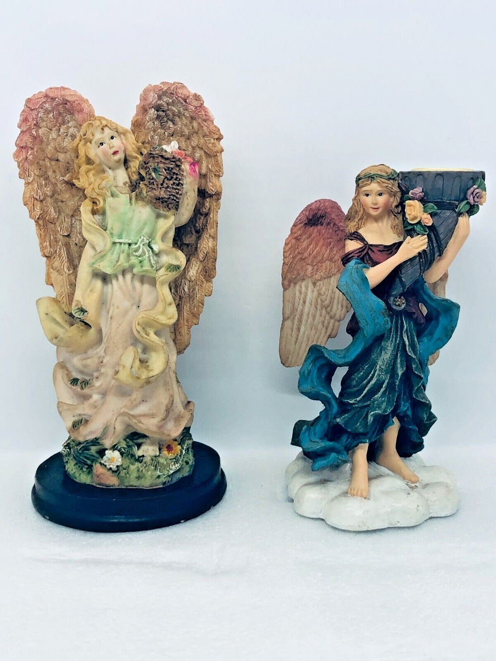 Two Angels Three Hands 8" Large Wings Stand Gift Innov 6" Angel Candle Holder